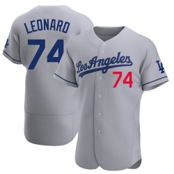 Eddys Leonard Los Angeles Dodgers Men's Authentic Away Official Jersey - Gray
